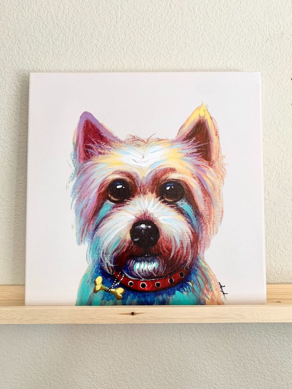 Yorkie Wall Art Wrapped 16 x 16 Canvas Print
